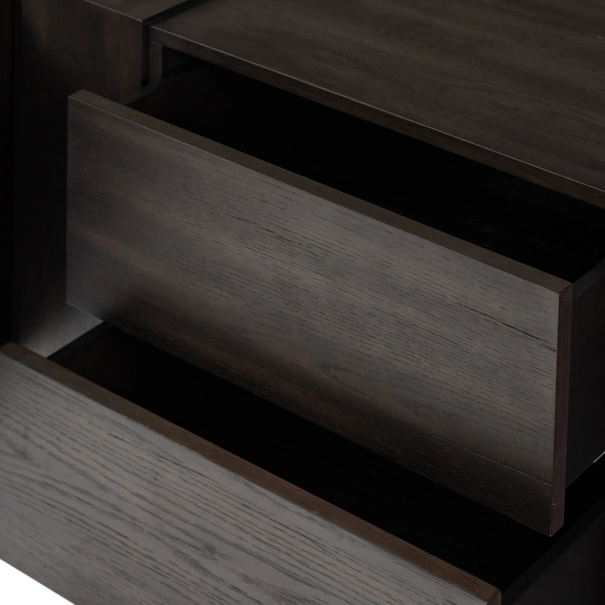 Fisher Media Console by Four Hands. Made from thick oak veneer in a modern style.