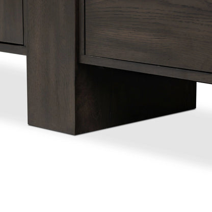 Fisher Media Console by Four Hands. Made from thick oak veneer in a modern style.