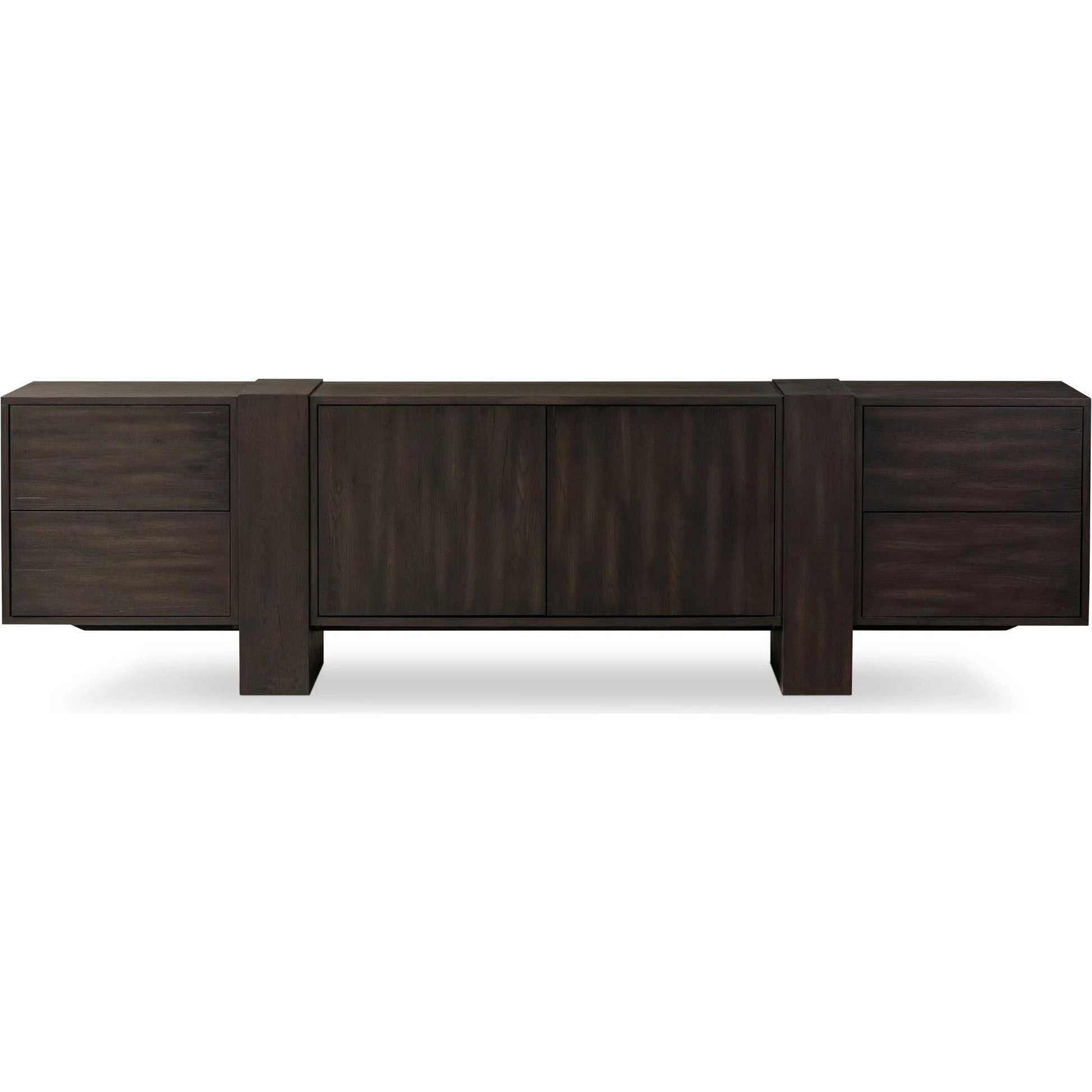 Fisher Media Console by Four Hands. Made from thick oak veneer in a modern style.