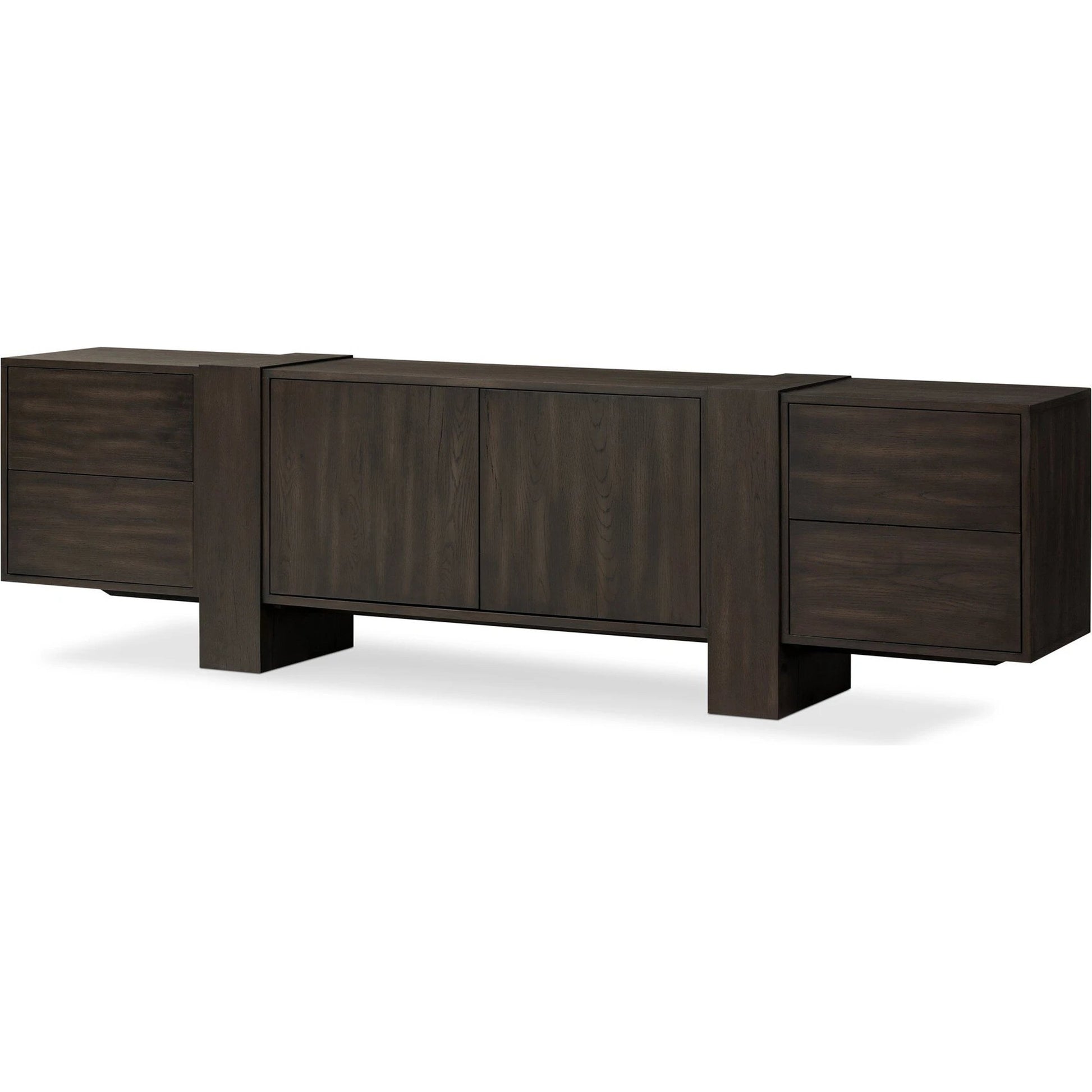 Fisher Media Console by Four Hands. Made from thick oak veneer in a modern style.