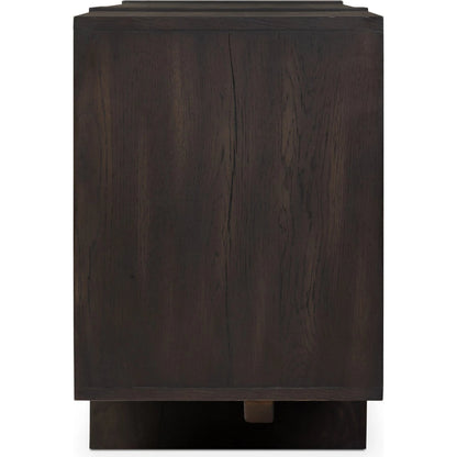Fisher Media Console by Four Hands. Made from thick oak veneer in a modern style.