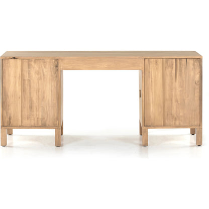 Isador Executive Desk by Four Hands. Made from solid poplar, top grain leather in a modern style.