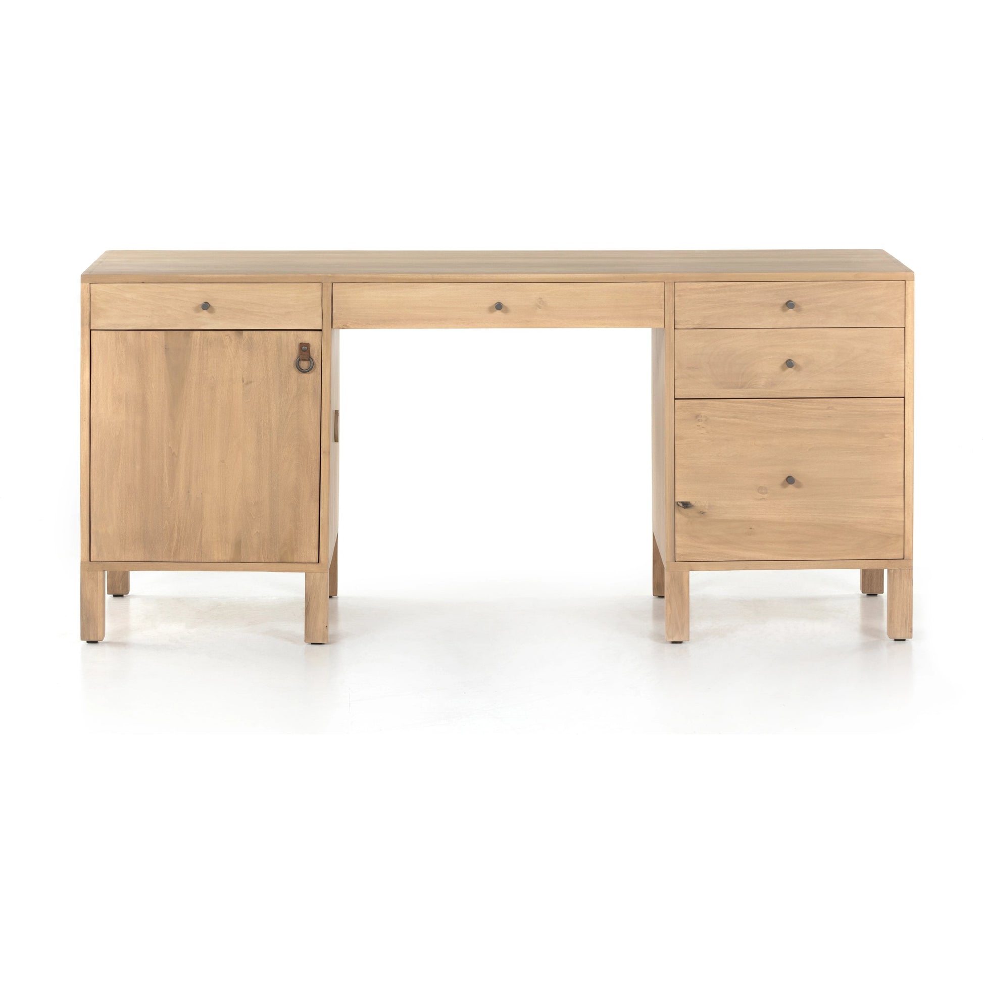 Isador Executive Desk by Four Hands. Made from solid poplar, top grain leather in a modern style.