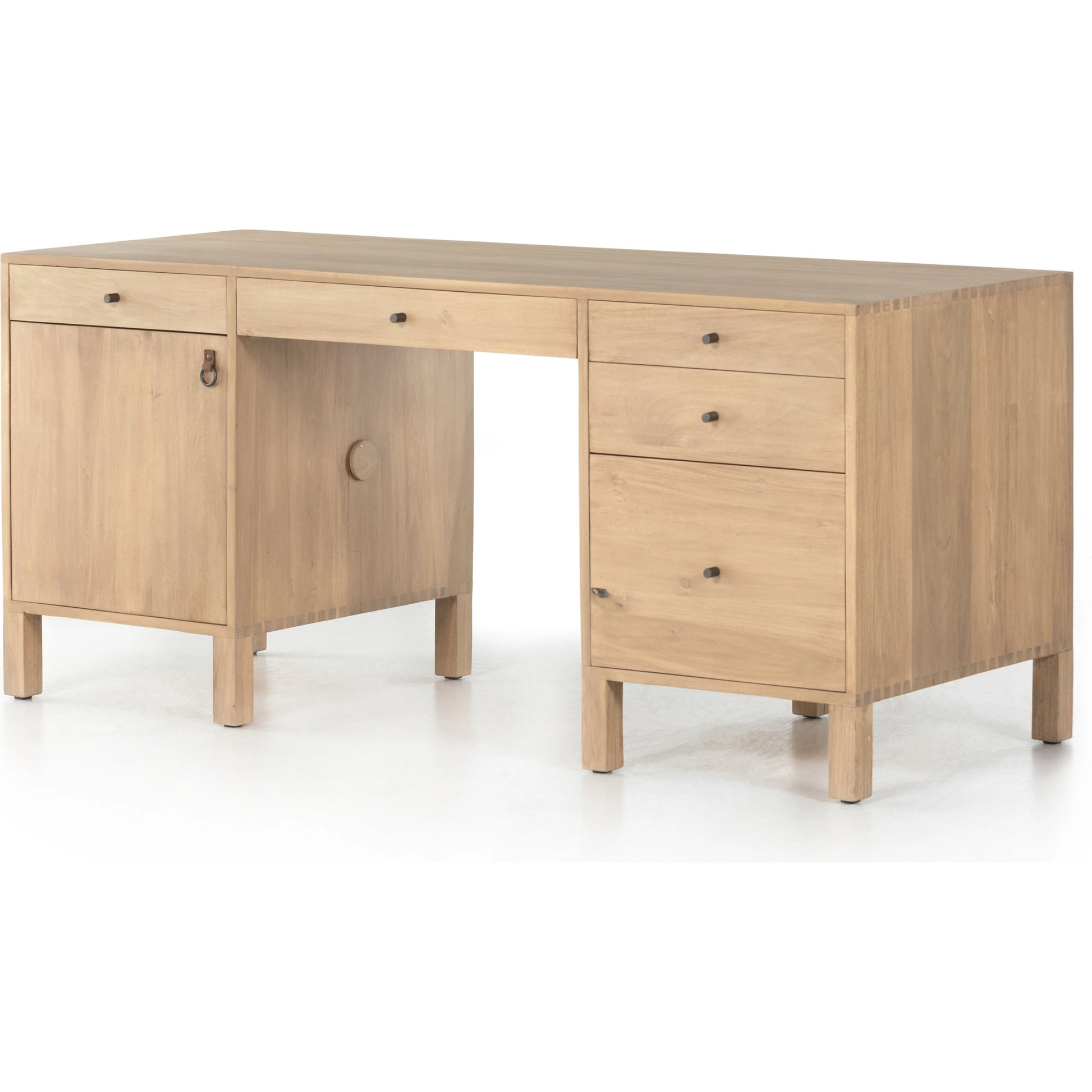 Isador Executive Desk by Four Hands. Made from solid poplar, top grain leather in a modern style.