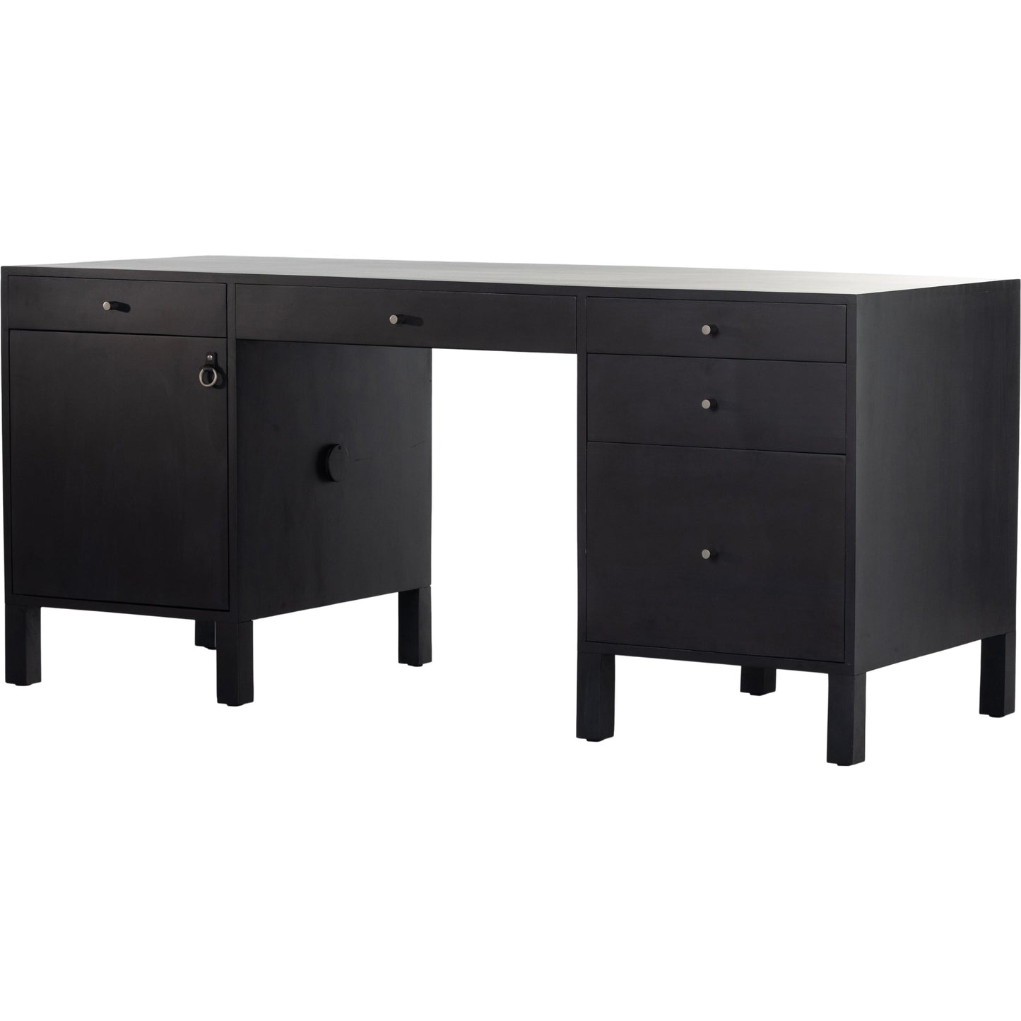 027 SI-1977410 | Primary Silo | Isador Executive Desk by Four Hands. Made from solid poplar, top grain leather in a modern style.