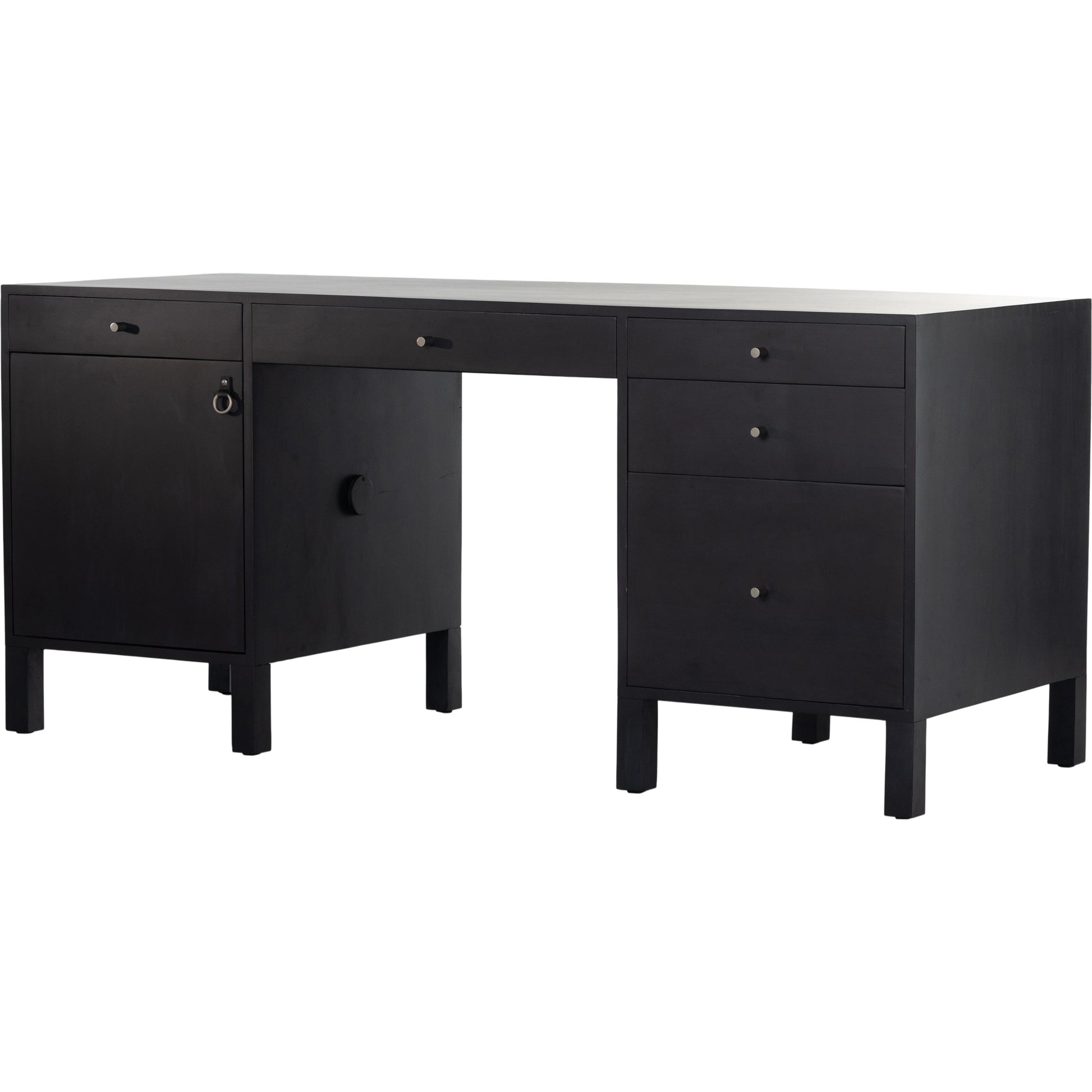 Isador Executive Desk by Four Hands. Made from solid poplar, top grain leather in a modern style.