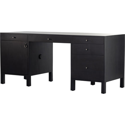 Isador Executive Desk by Four Hands. Made from solid poplar, top grain leather in a modern style.