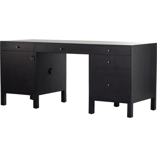 Isador Executive Desk by Four Hands. Made from solid poplar, top grain leather in a modern style.