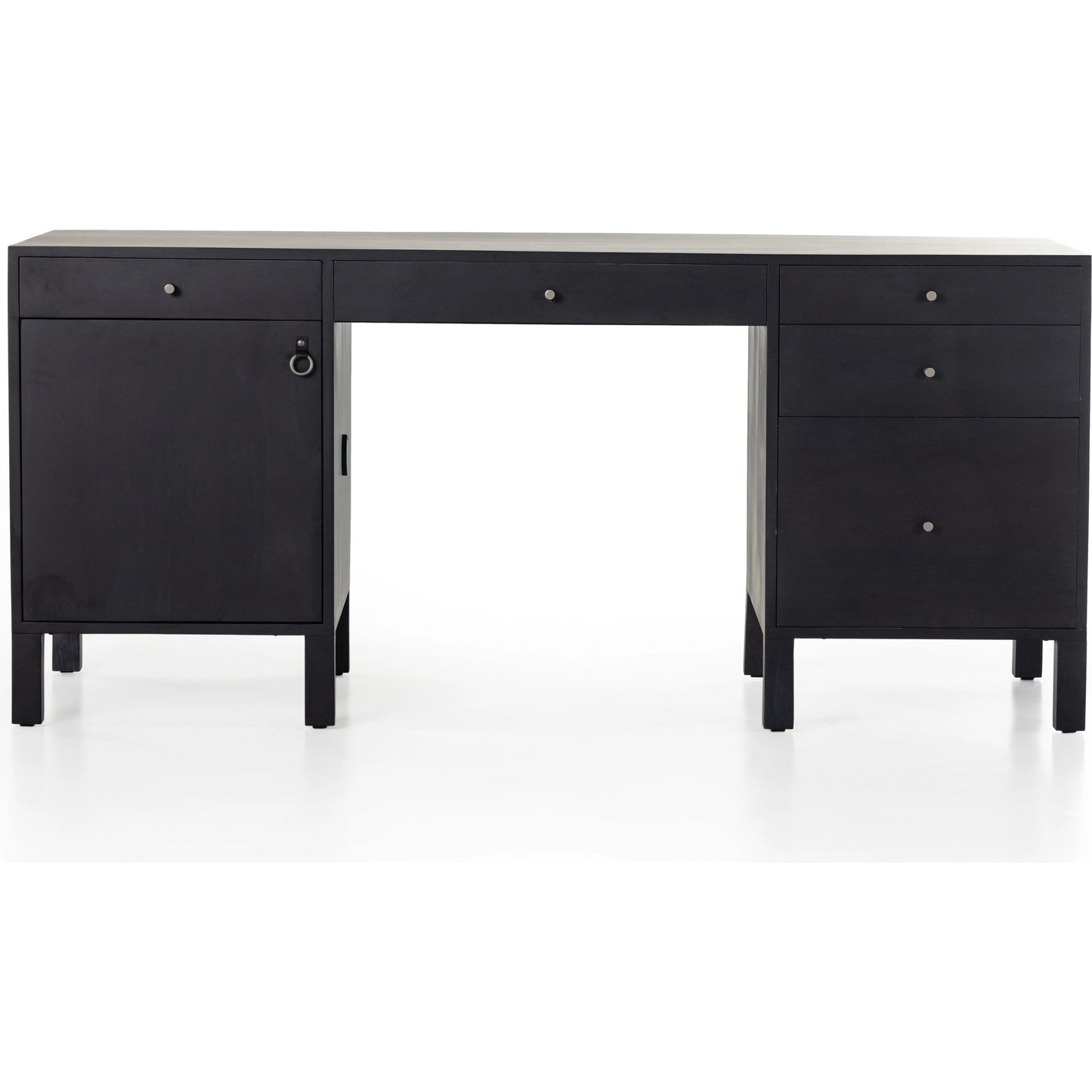 003 SI-1977410 | Additional Silo | Isador Executive Desk by Four Hands. Made from solid poplar, top grain leather in a modern style.