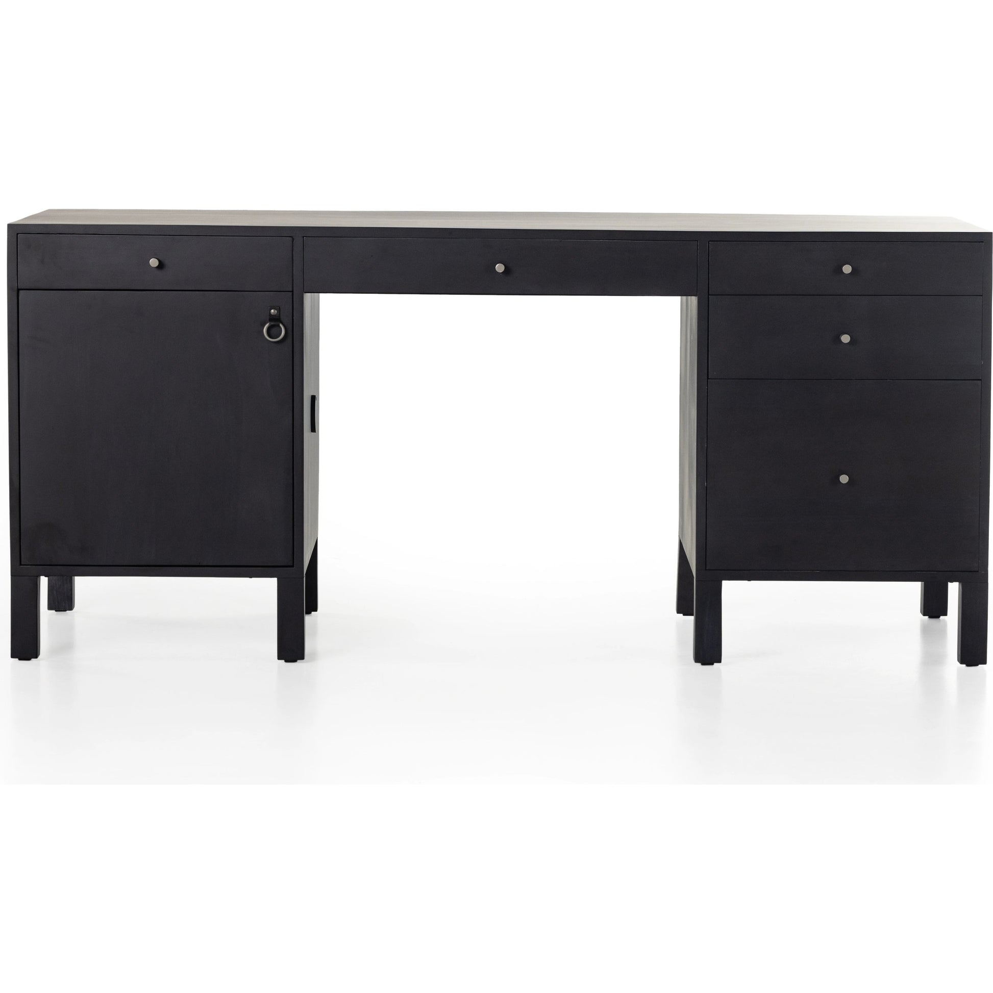 Isador Executive Desk by Four Hands. Made from solid poplar, top grain leather in a modern style.