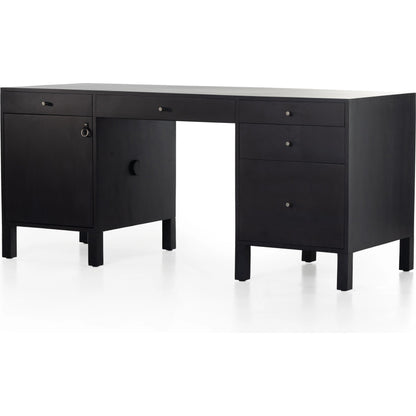 Isador Executive Desk by Four Hands. Made from solid poplar, top grain leather in a modern style.