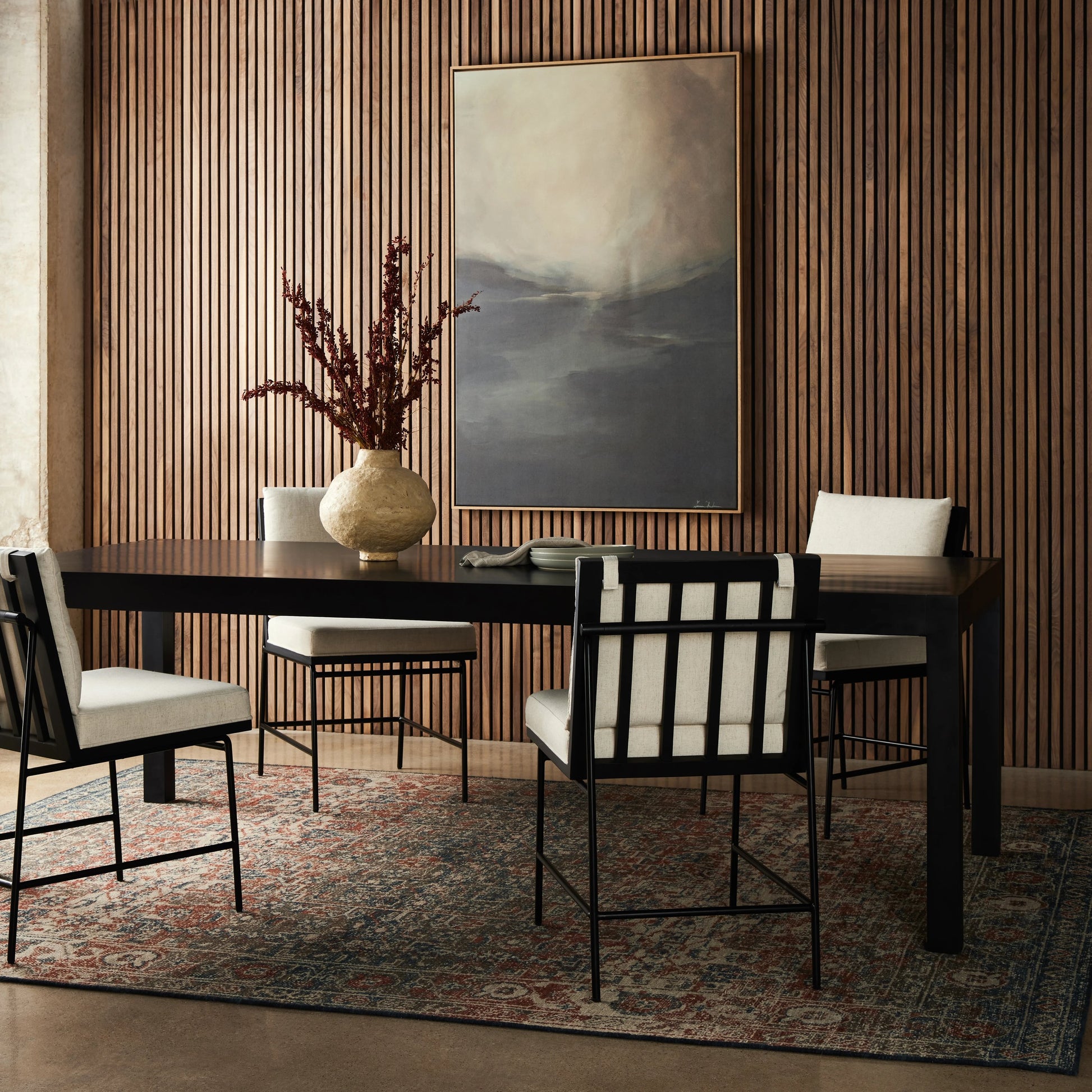 Isador Dining Table by Four Hands. Made from solid poplar in a modern style.