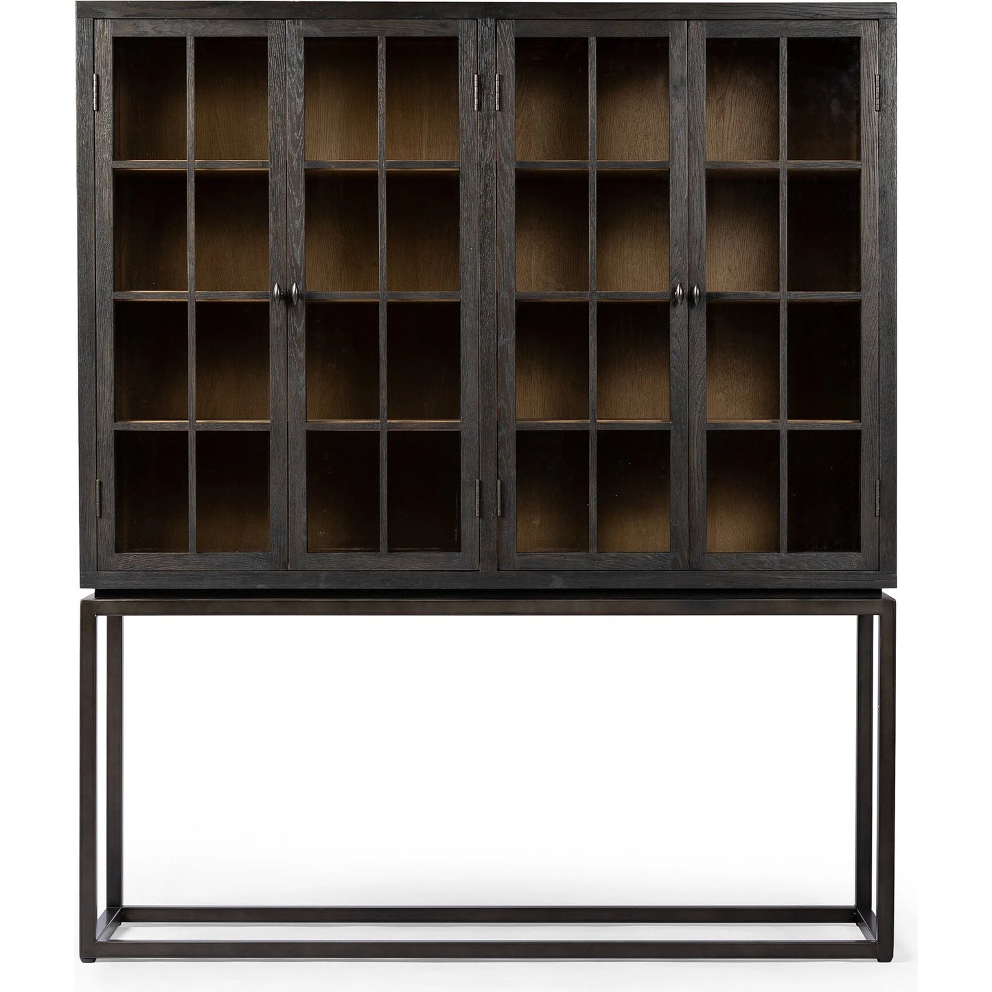 002 SI-2137549 | Additional Silo | Palmer Cabinet by Four Hands in aged black, sandy oak. Made from iron, oak veneer, solid oak in a modern style.