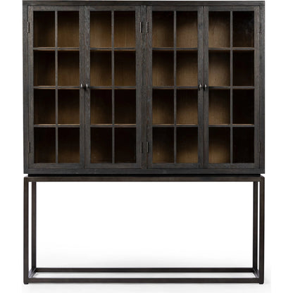 Palmer Cabinet by Four Hands in aged black, sandy oak. Made from iron, oak veneer, solid oak in a modern style.
