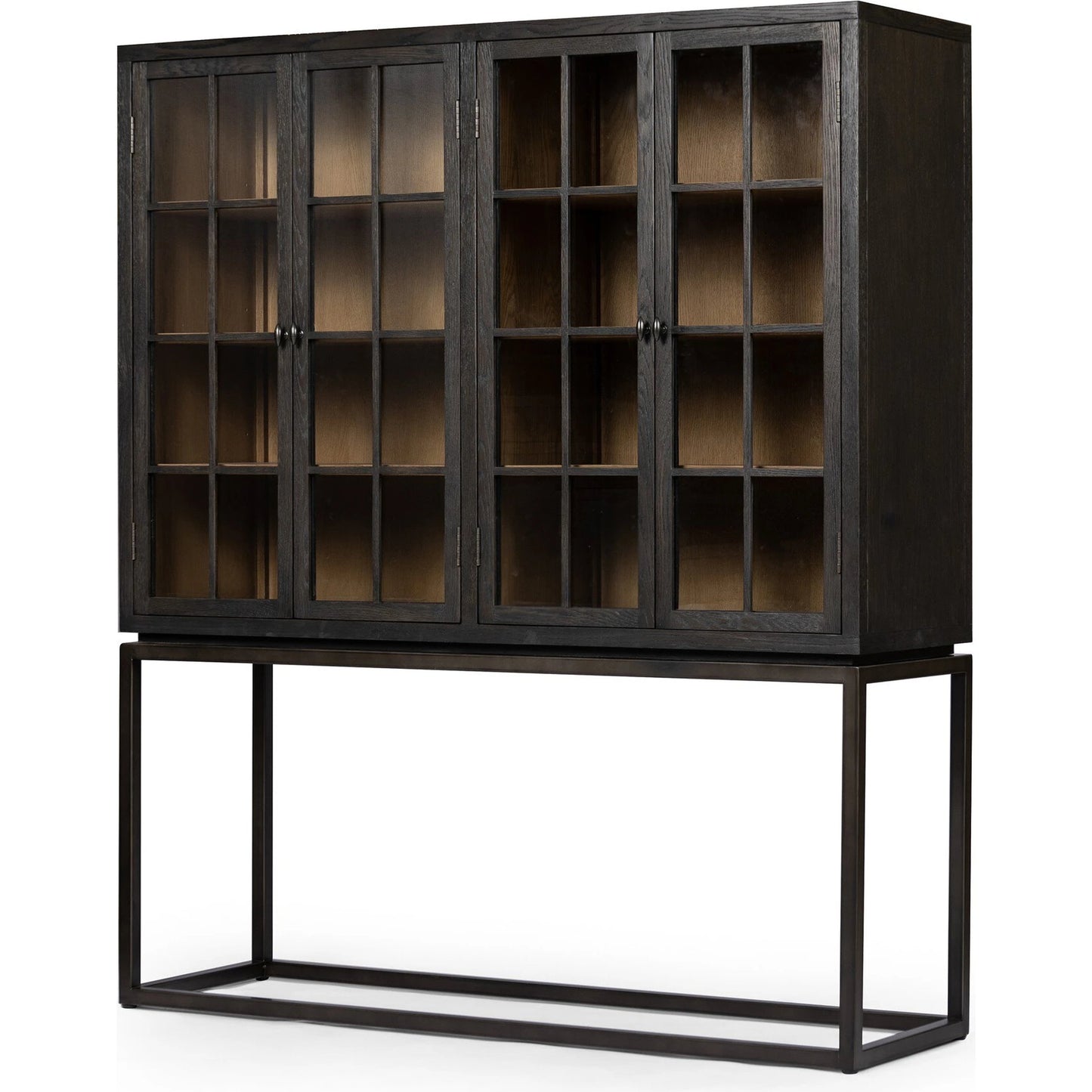 001 SI-2137549 | Primary Silo | Palmer Cabinet by Four Hands in aged black, sandy oak. Made from iron, oak veneer, solid oak in a modern style.