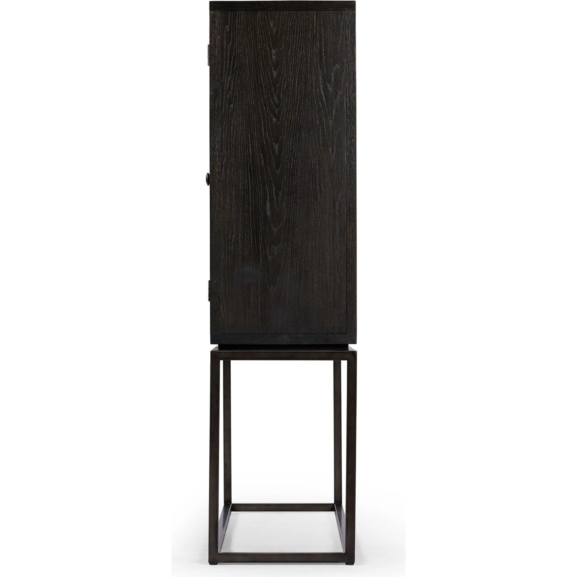Palmer Cabinet by Four Hands in aged black, sandy oak. Made from iron, oak veneer, solid oak in a modern style.