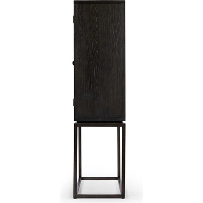 Palmer Cabinet by Four Hands in aged black, sandy oak. Made from iron, oak veneer, solid oak in a modern style.