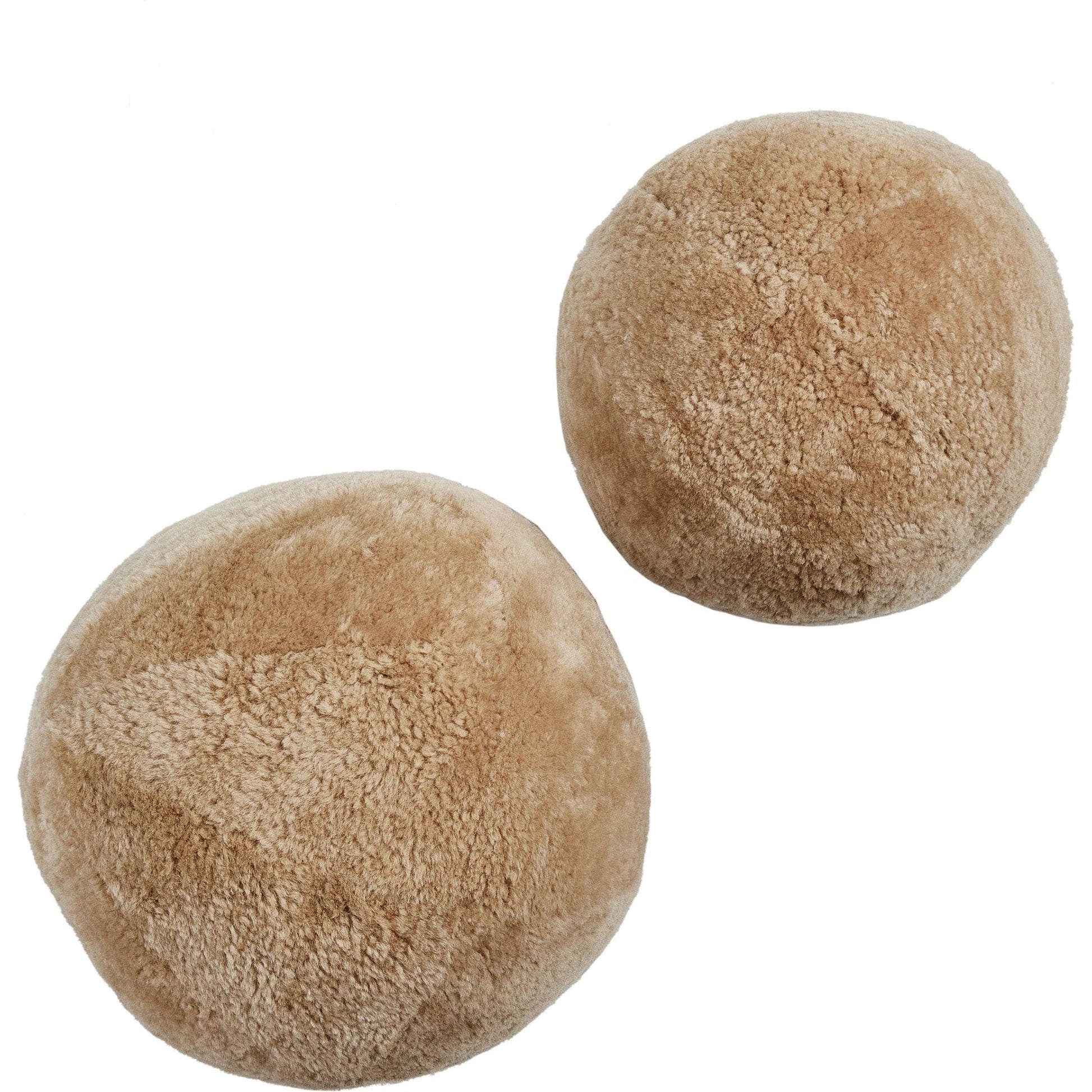 Balle Shearling Pillow Set by Four Hands in white shorn sheepskin. Made from 100% sheared sheepskin, down alternative fiber, 100% polyester in a transitional style.