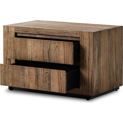 Abaso Nightstand by Four Hands. Made from thick oak veneer, engineered hardwood in a modern style.