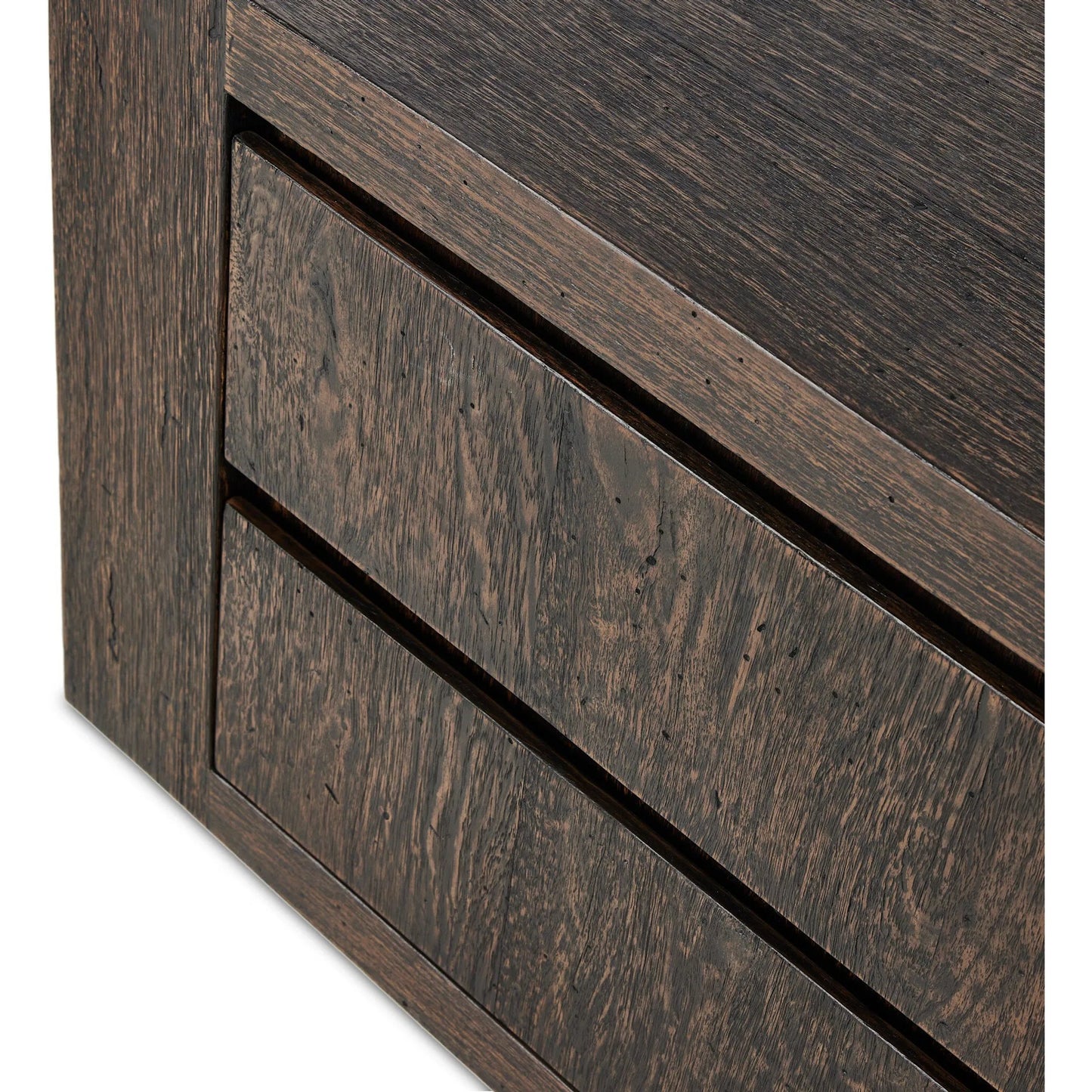 028 SI-2158010 | Closeup | Abaso Nightstand by Four Hands. Made from thick oak veneer, engineered hardwood in a modern style.