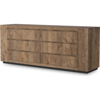 Abaso 6-Drawer Dresser by Four Hands. Made from thick oak veneer in a transitional style.