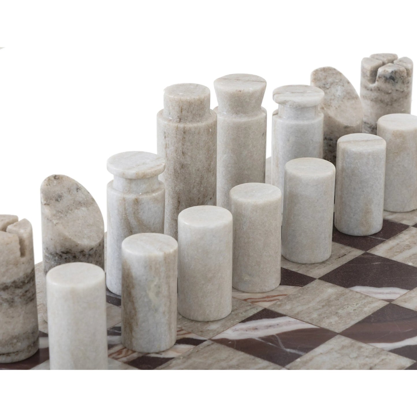 007 SI-2535343 | Closeup | Stone Chess Set by Four Hands in antique white marble, merlot marble. Made from solid marble in a unique style.
