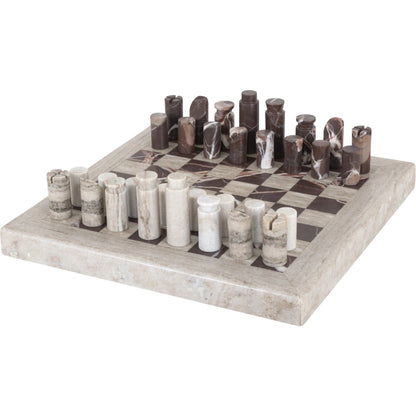 Stone Chess Set by Four Hands in antique white marble, merlot marble. Made from solid marble in a unique style.