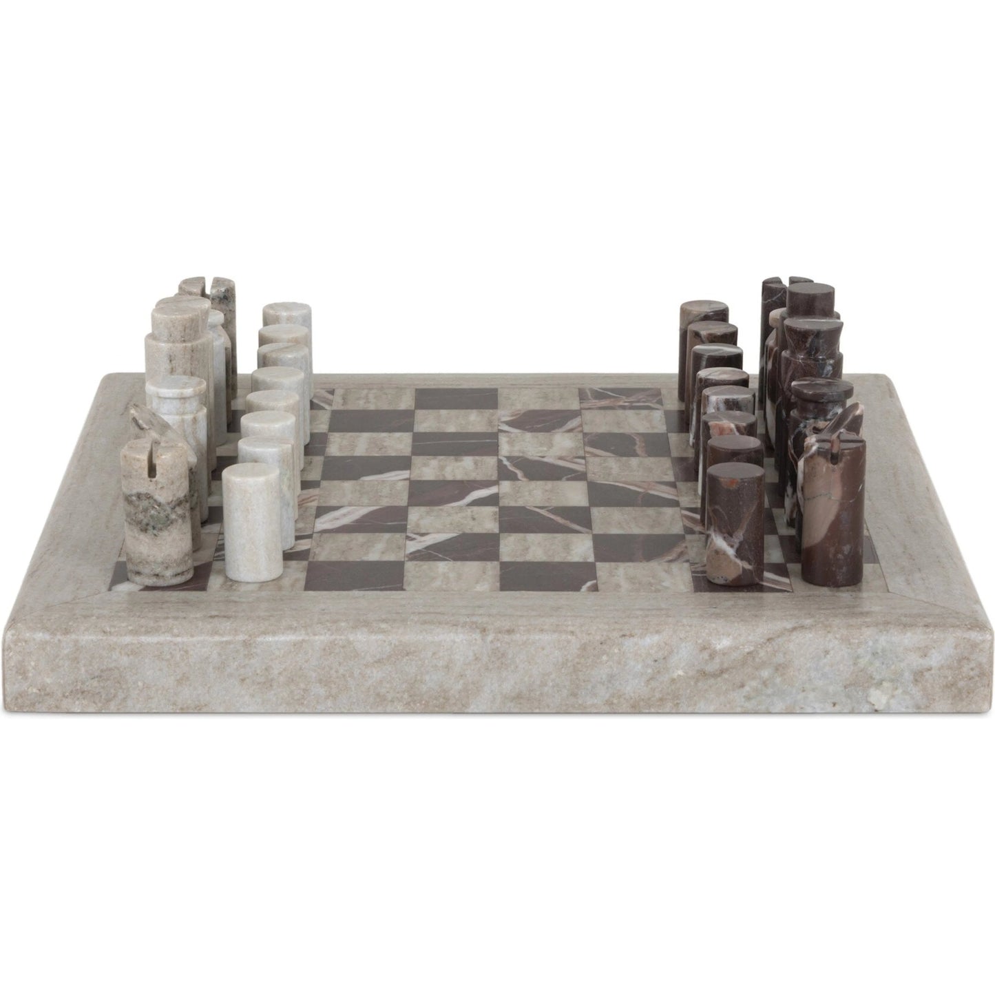 001 SI-2535343 | Additional Silo | Stone Chess Set by Four Hands in antique white marble, merlot marble. Made from solid marble in a unique style.