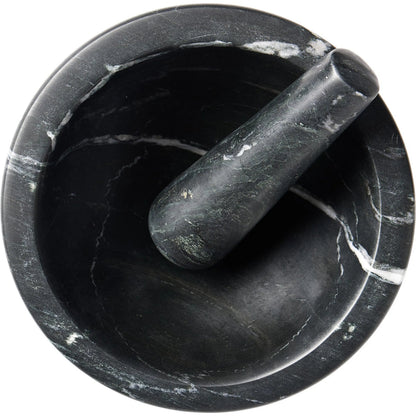 Arman Mortar and Pestle by Four Hands in polished black marble. Made from solid marble in a unique style.
