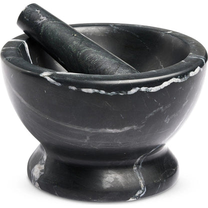 Arman Mortar and Pestle by Four Hands in polished black marble. Made from solid marble in a unique style.