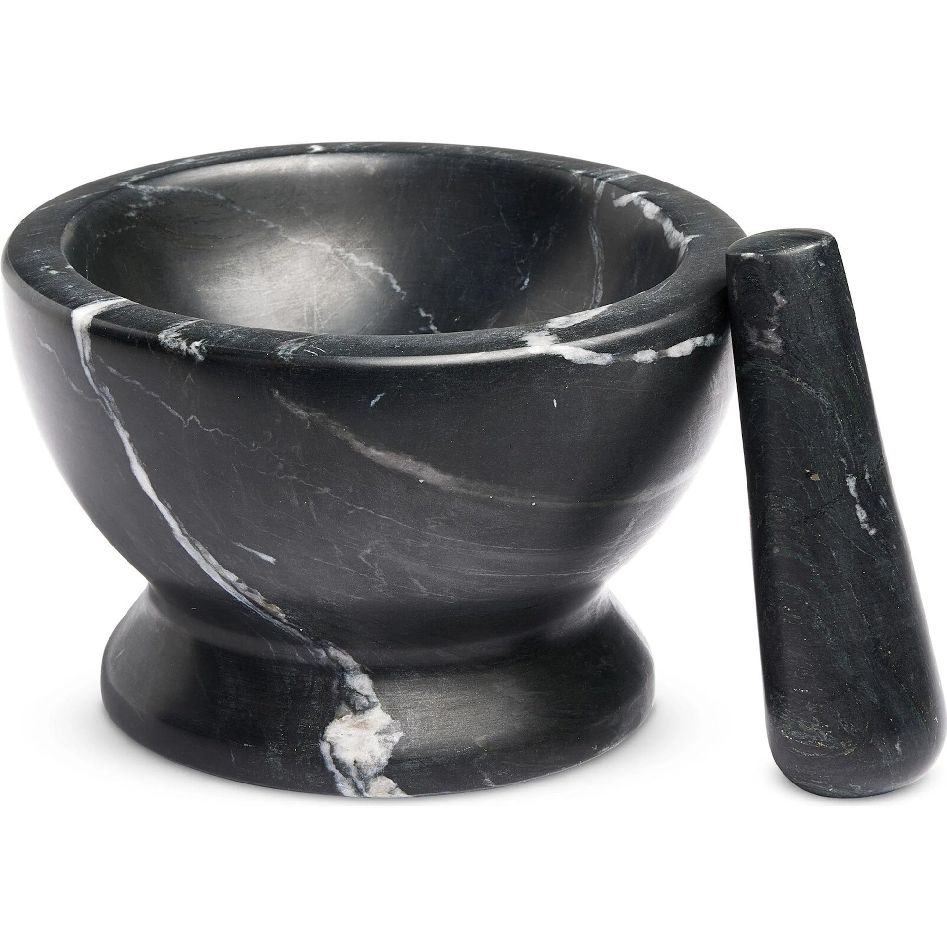 Arman Mortar and Pestle by Four Hands in polished black marble. Made from solid marble in a unique style.