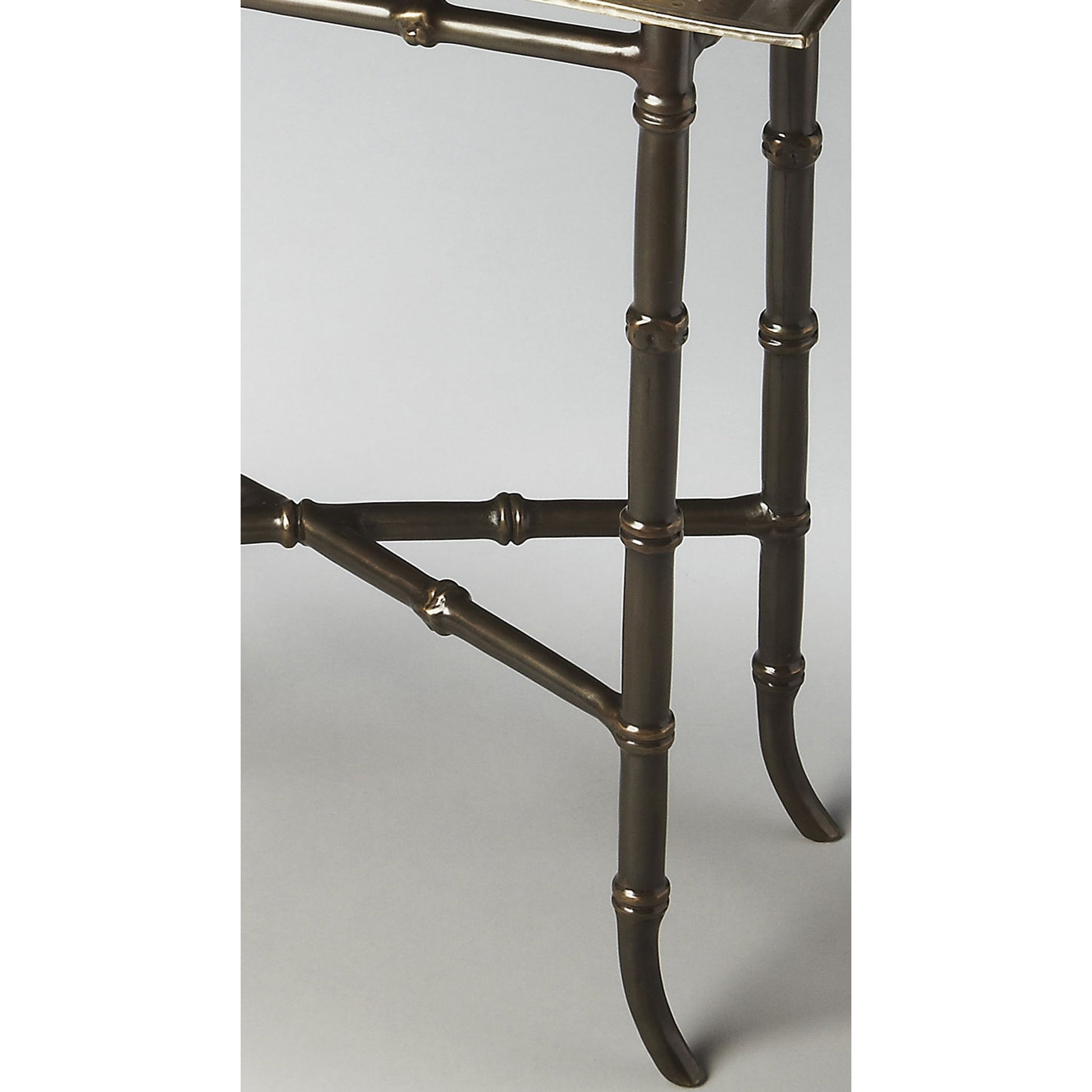 Tray Table by Butler Specialty Company in bronze and metalworks. Made from aluminum in a traditional style.