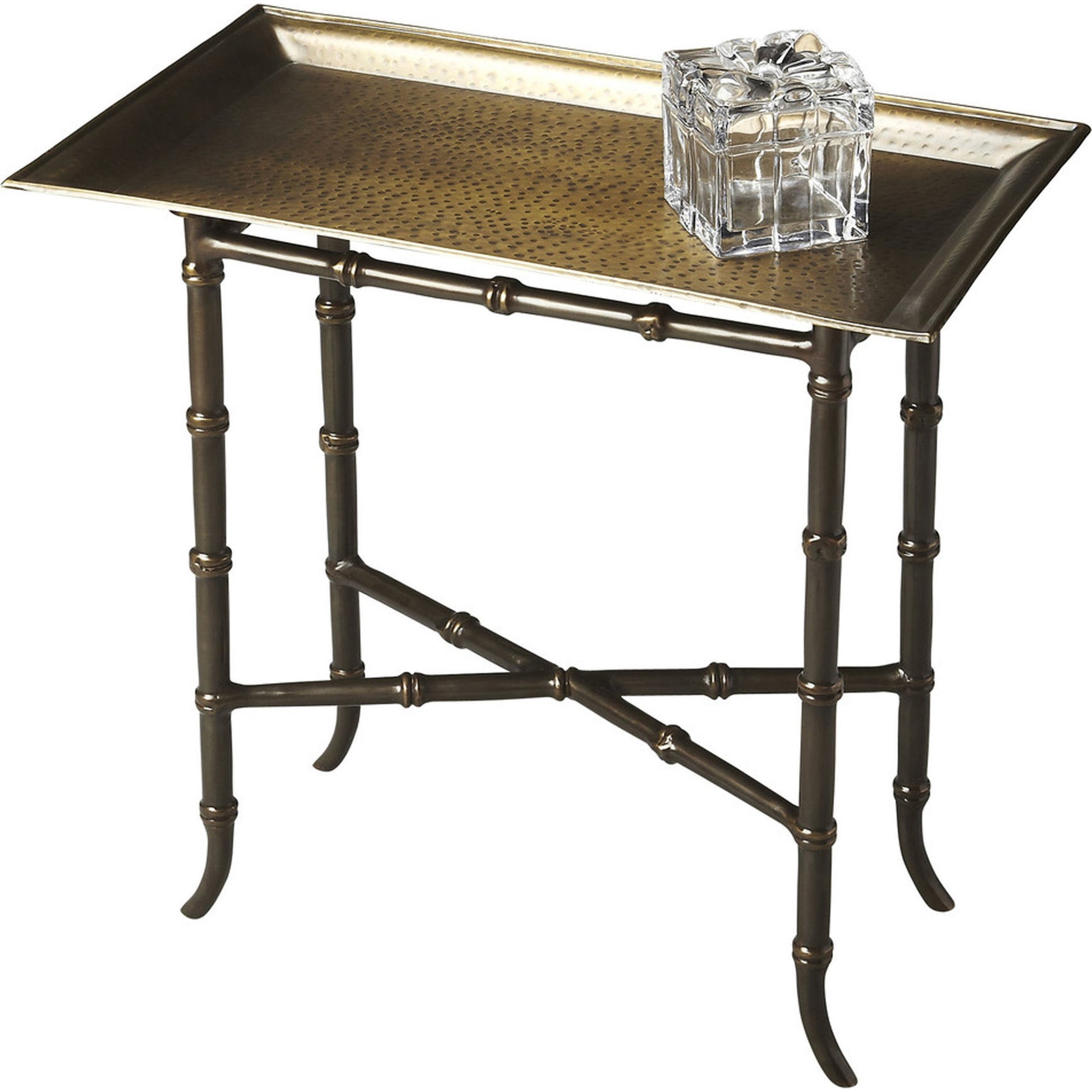 Tray Table by Butler Specialty Company in bronze and metalworks. Made from aluminum in a traditional style.