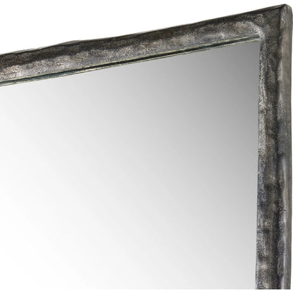 Langford Floor Mirror by Four Hands in smoked nickel. Made from aluminum, mirror, engineered hardwood in a transitional style.