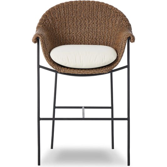 Suerte Outdoor Bar Stool by Four Hands. Made from 100% acrylic, iron, 100% polyethylene in a unique style.