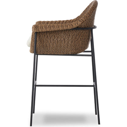 Suerte Outdoor Bar Stool by Four Hands. Made from 100% acrylic, iron, 100% polyethylene in a unique style.