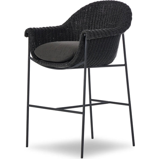 Suerte Outdoor Bar Stool by Four Hands. Made from 100% acrylic, iron, 100% polyethylene in a unique style.