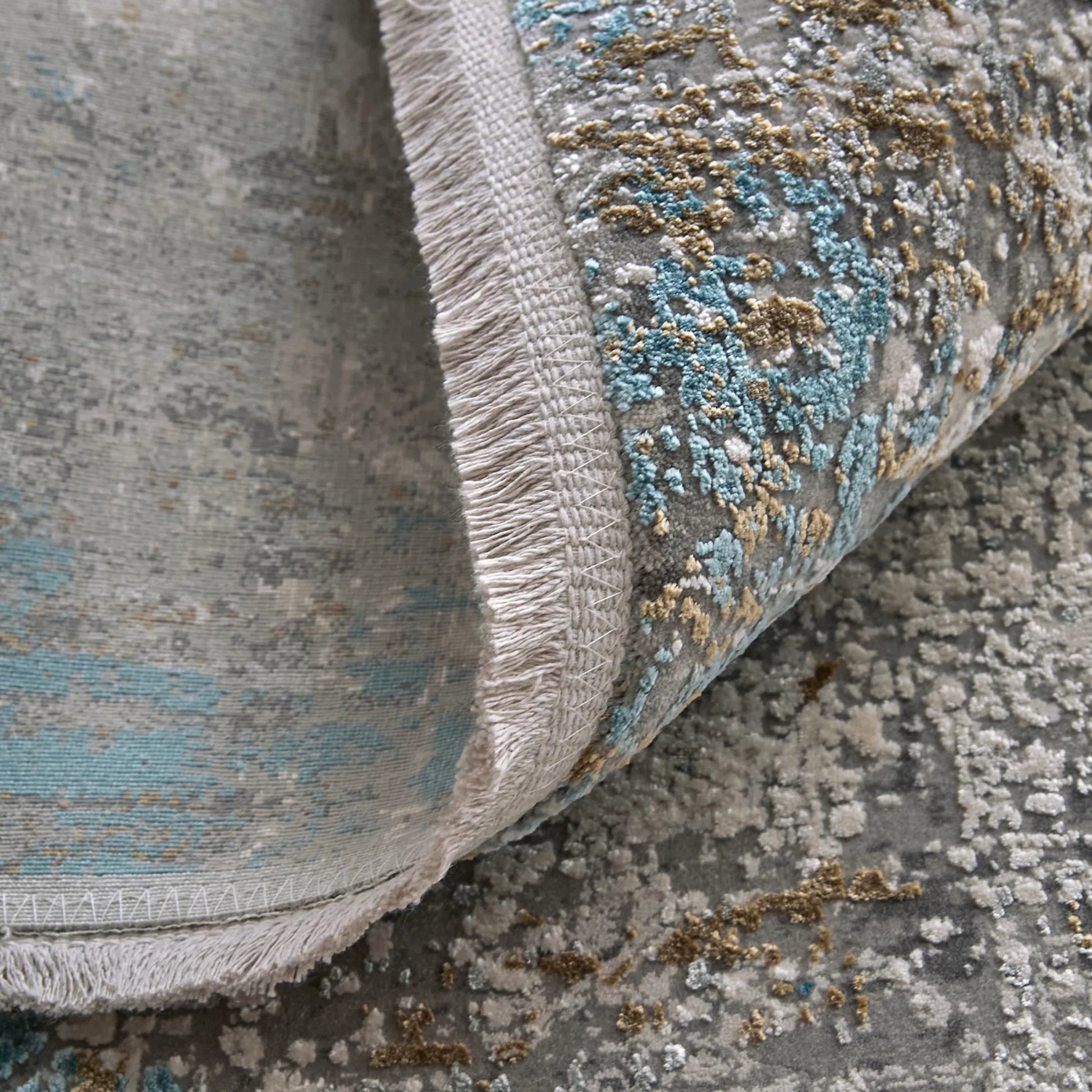 Cadiz Rug - 3889F by Feizy in ivory, blue, gold. Made from viscose, acrylic in a unique style.