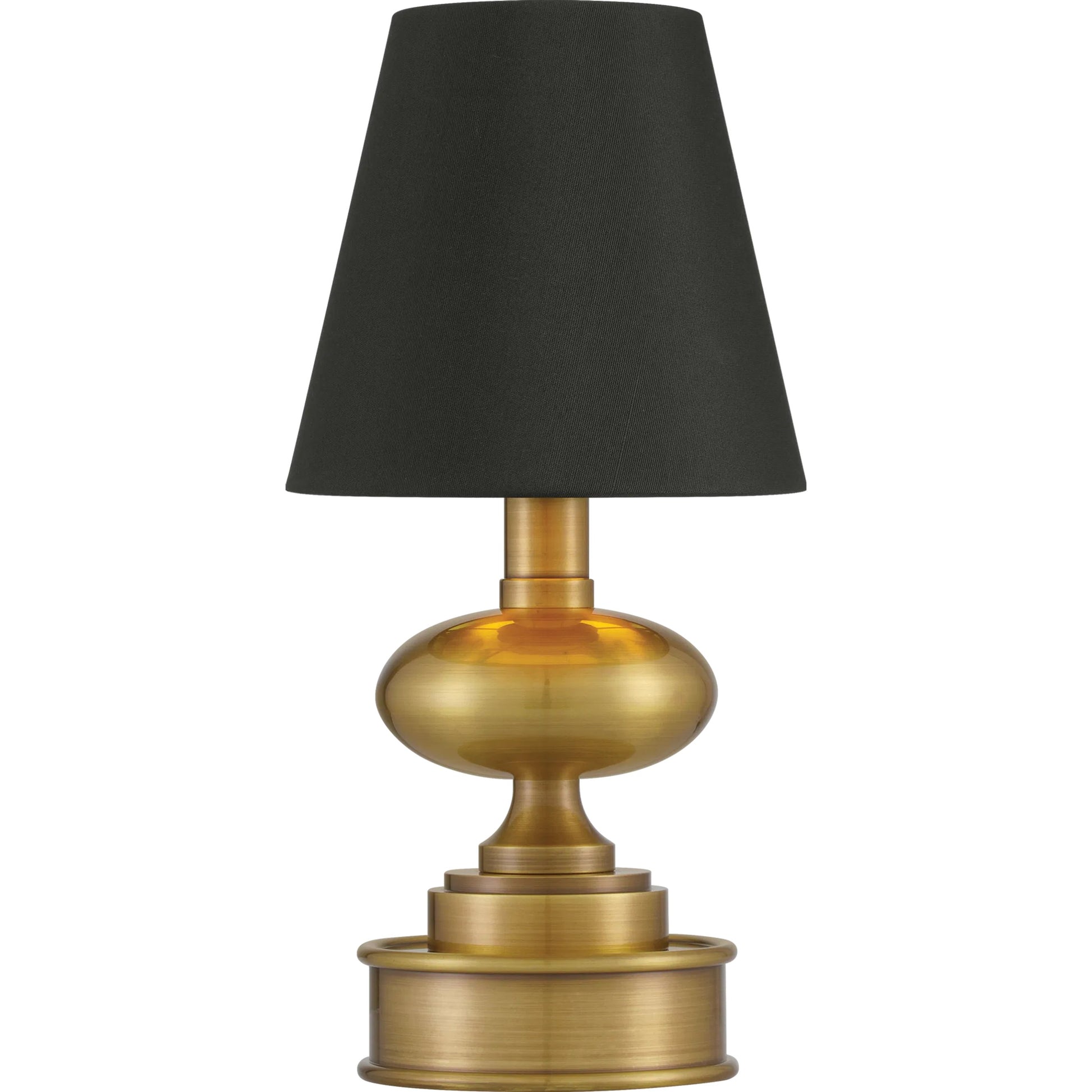 Galavant Cordless Table Lamp by Currey and Company in brass. Made from metal in a modern style.