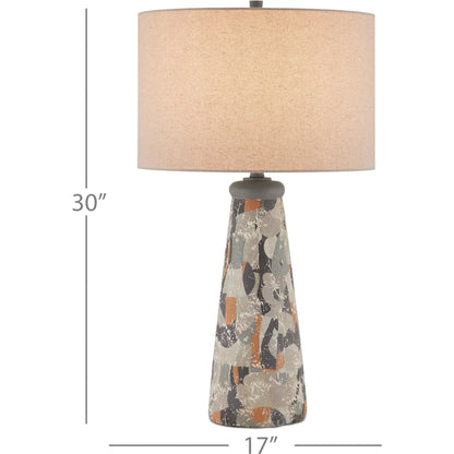 Oldwalls Table Lamp by Currey and Company in charcoal gray, matte black, brown. Made from concrete in a modern style.