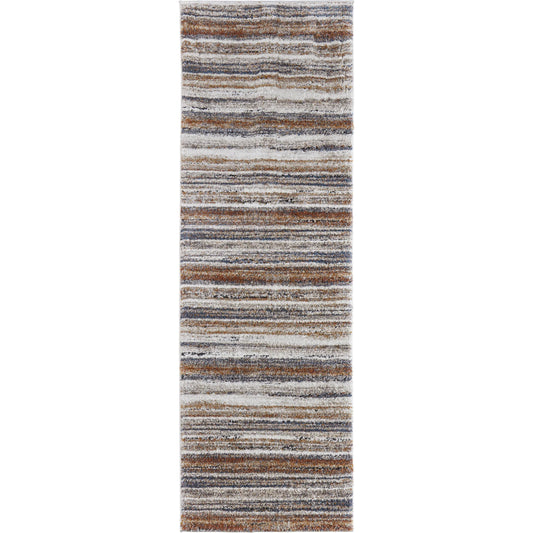 Gilmore Stripes Rug - 39MQF by Feizy in ivory, orange, gray. Made from polypropylene in a unique style.