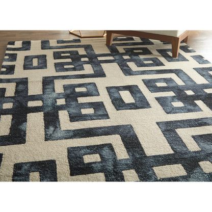 Lorrain Geometric Rug - 8568F by Feizy in ivory, black. Made from wool in a unique style.