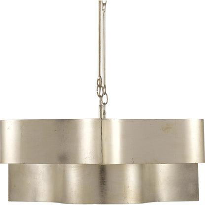 Grand Lotus Oval Chandelier by Currey and Company. Made from wrought iron in a modern style.