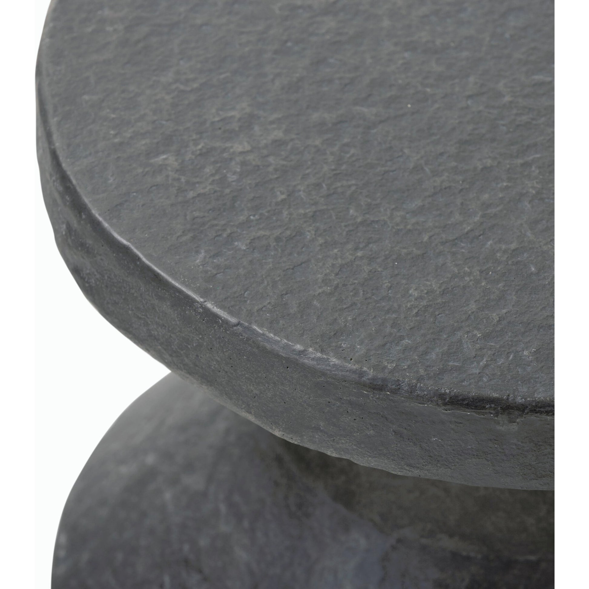 Odeon End Table by Four Hands in distressed graphite concrete. Made from unique in a modern style.