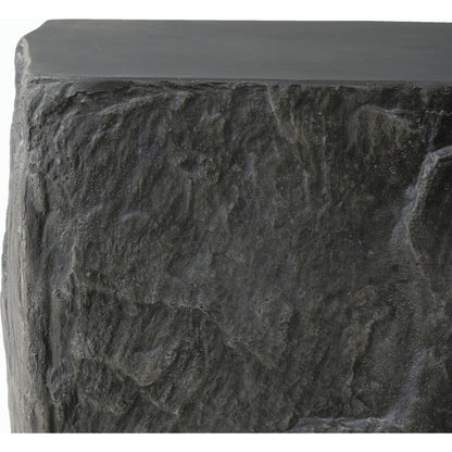Lucius End Table by Four Hands in smooth black concrete, textured black concrete and smooth black concrete. Made from concrete in a modern style.