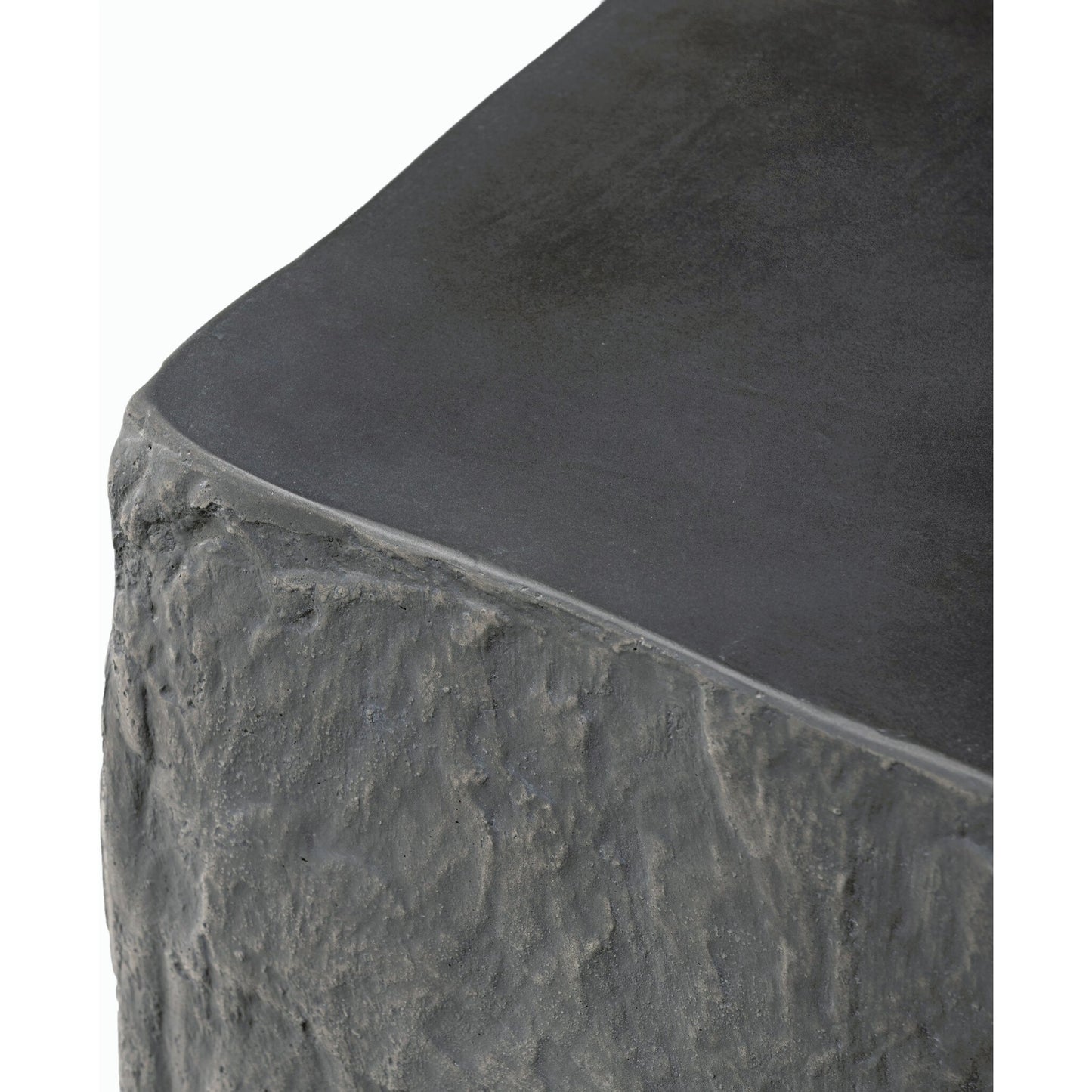 006 SI-2158285 | Closeup | Lucius End Table by Four Hands in smooth black concrete, textured black concrete and smooth black concrete. Made from concrete in a modern style.