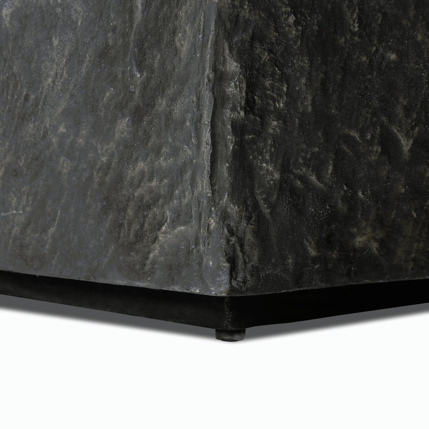 007 SI-2158285 | Closeup | Lucius End Table by Four Hands in smooth black concrete, textured black concrete and smooth black concrete. Made from concrete in a modern style.