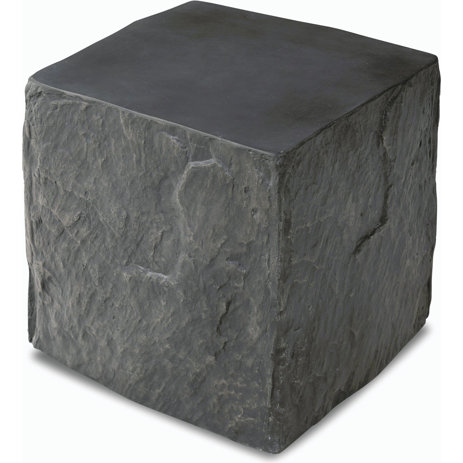 Lucius End Table by Four Hands in smooth black concrete, textured black concrete and smooth black concrete. Made from concrete in a modern style.