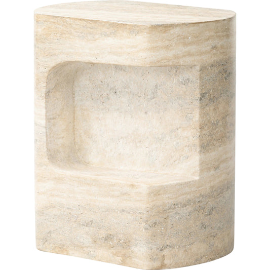 Clementine End Table by Four Hands in textured sandy grey. Made from concrete in a modern style.