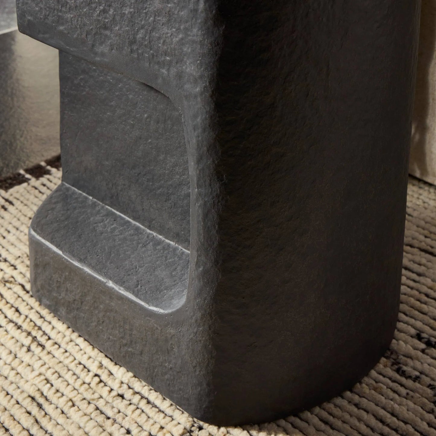 021 SI-2534879 | Closeup | Clementine End Table by Four Hands in textured sandy grey. Made from unique in a modern style.